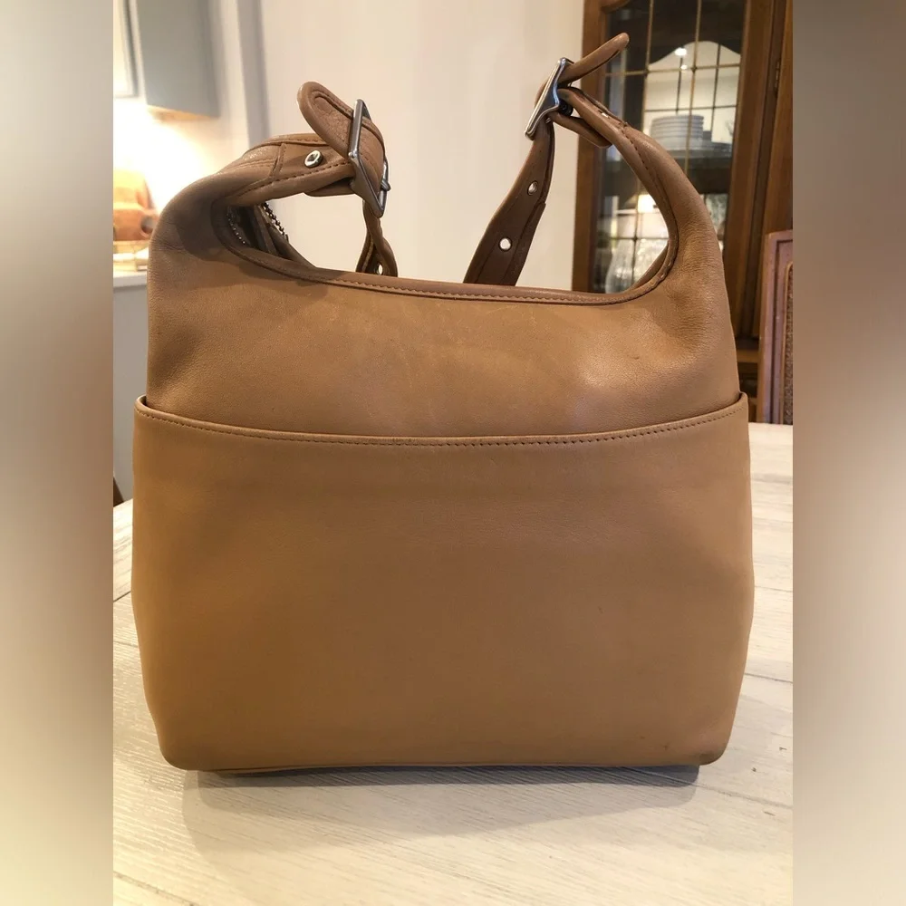 Vintage Coach Legacy Hobo Zip Shoulder Bag Camel Color Leather Nickel w/Hangtag - Picture 2 of 15